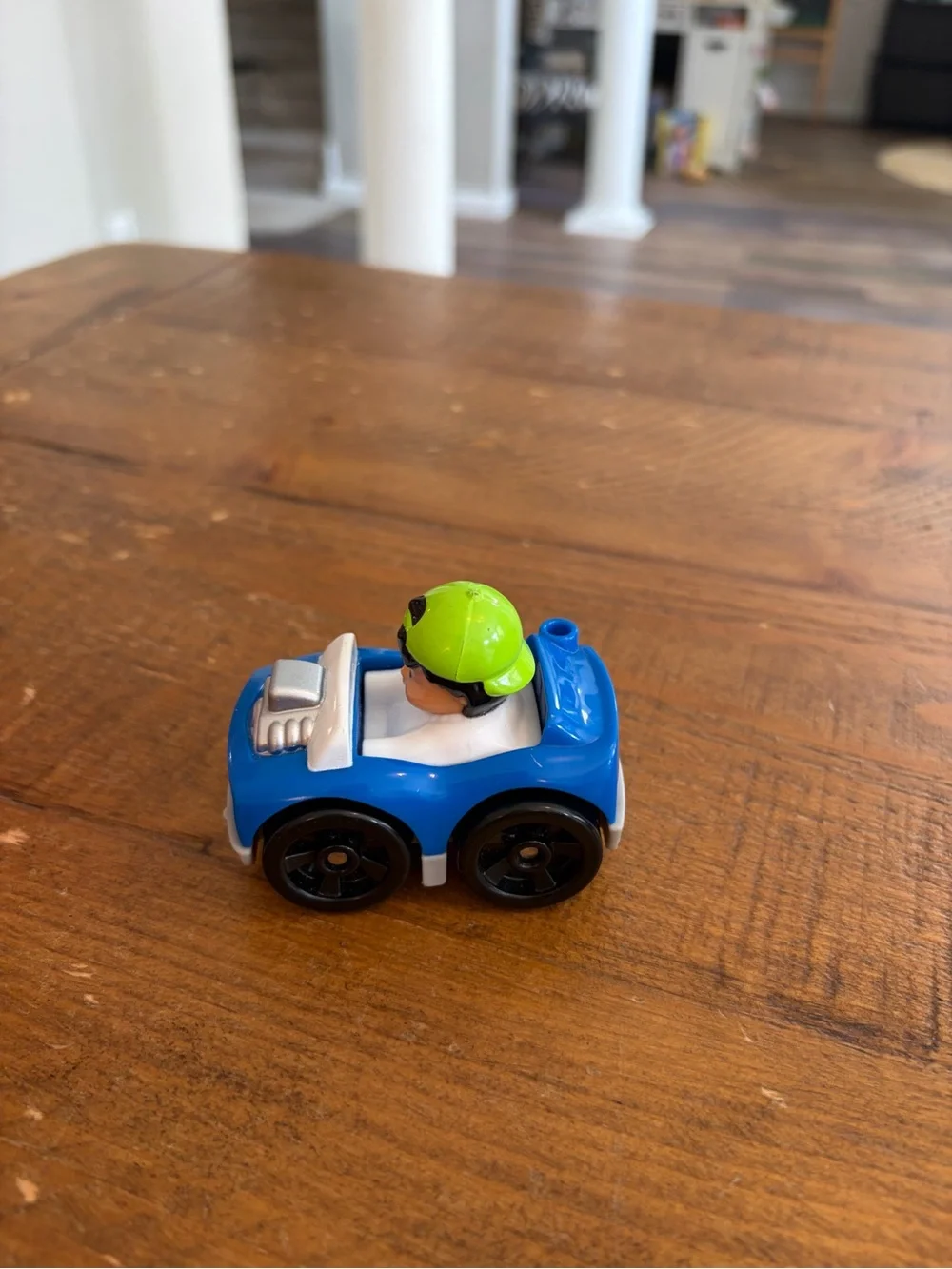 Fisher Price Little People blue car wheelie as is